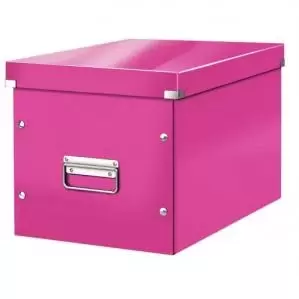 image of Leitz WOW Click & Store Cube Large Storage Box, Pink. 61080023