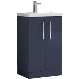 image of Nuie Arno Compact Matt Electric Blue 500mm 2 Door Wall Hung Vanity Unit and Ceramic Basin - PAL120E - Electric Blue