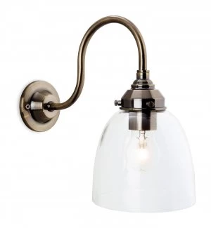 Image of 1 Light Wall Light Antique Brass, Clear Glass Shade, E27