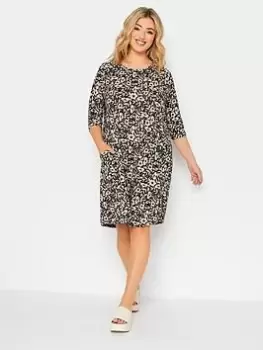 Image of Yours Floral Print Drape Pocket Dress - Black, Size 18, Women