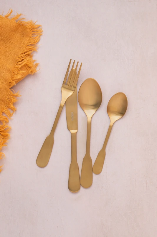 Image of Mikasa Soho Stainless Steel Gold Gift Boxed 16 Piece Cutlery Set Gold