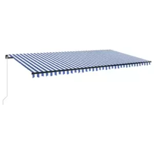 Image of Vidaxl Manual Retractable Awning With LED 600X300 Cm Blue And White