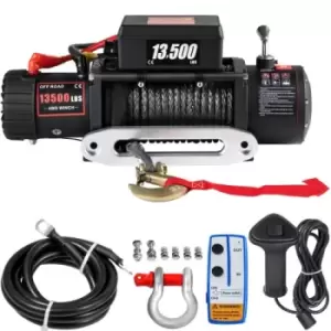 Image of Recovery Electric Winch 13500lb/6123.5 kg 12V Synthetic Rope Remote Control