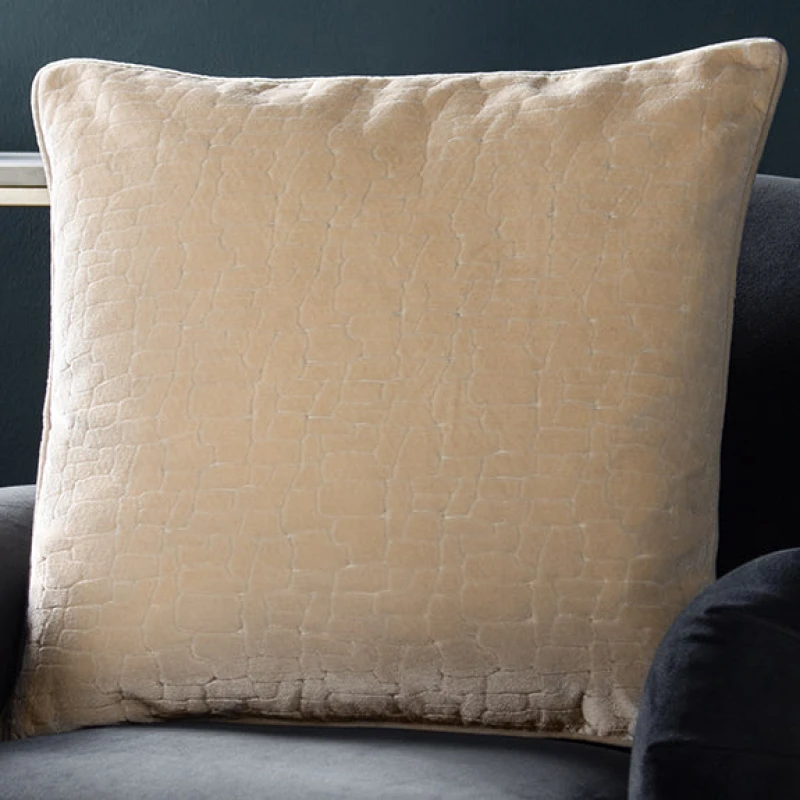 Image of Paoletti Paoletti Bloomsbury Soft Cut Velvet Piped Cushion in Ivory Size: 50cm x 50cm Ivory 50cm x 50cm Unisex 5025532722072