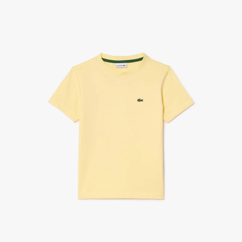 Image of Lacoste Plain Cotton Jersey T-Shirt - Yellow Yellow 6
