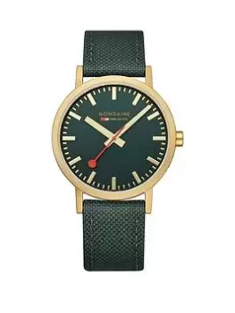 Image of Mondaine Classic Golden 40mm Case Forest Green Watch, Green, Men
