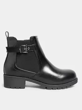 image of Yours Extra Wide Fit Buckle Ankle Boot - Black, Size E, Women