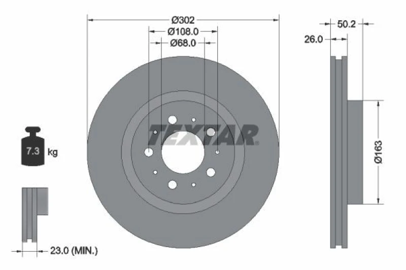 Image of Brake disc TEXTAR 92092300