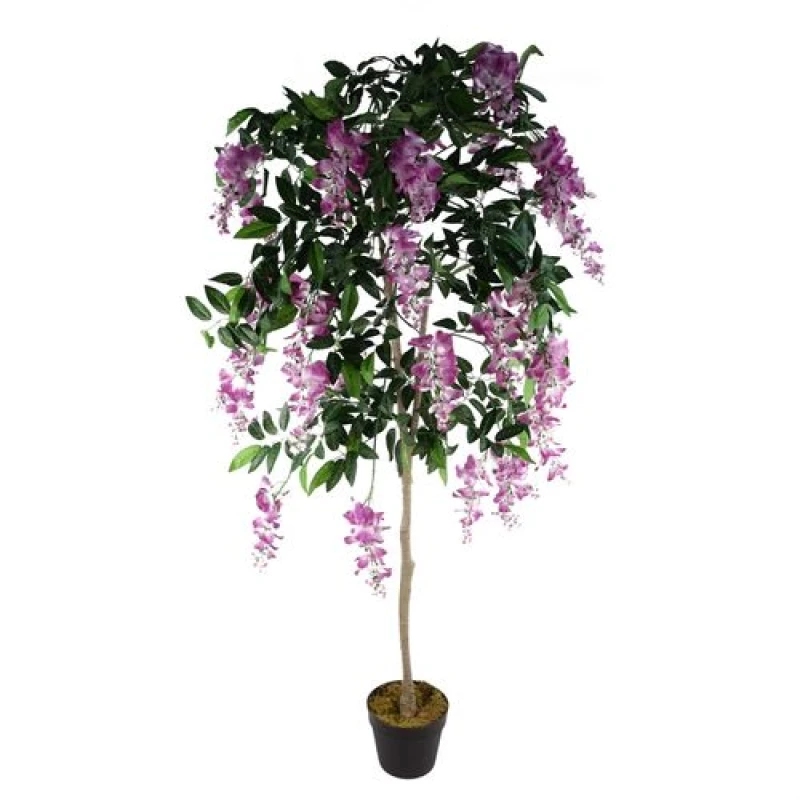 Image of Leaf Artificial Wisteria Tree 150cm Artificial Purple/Pink Realistic Botanik Pink