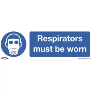 image of Worksafe SS56P10 Safety Sign Respirators Must Be Worn - Rigid Plas...