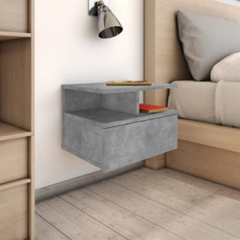 Image of Vidaxl Floating Nightstands 2 Pcs Concrete Grey 40X31X27Cm Engineered Wood Floating Nightstands