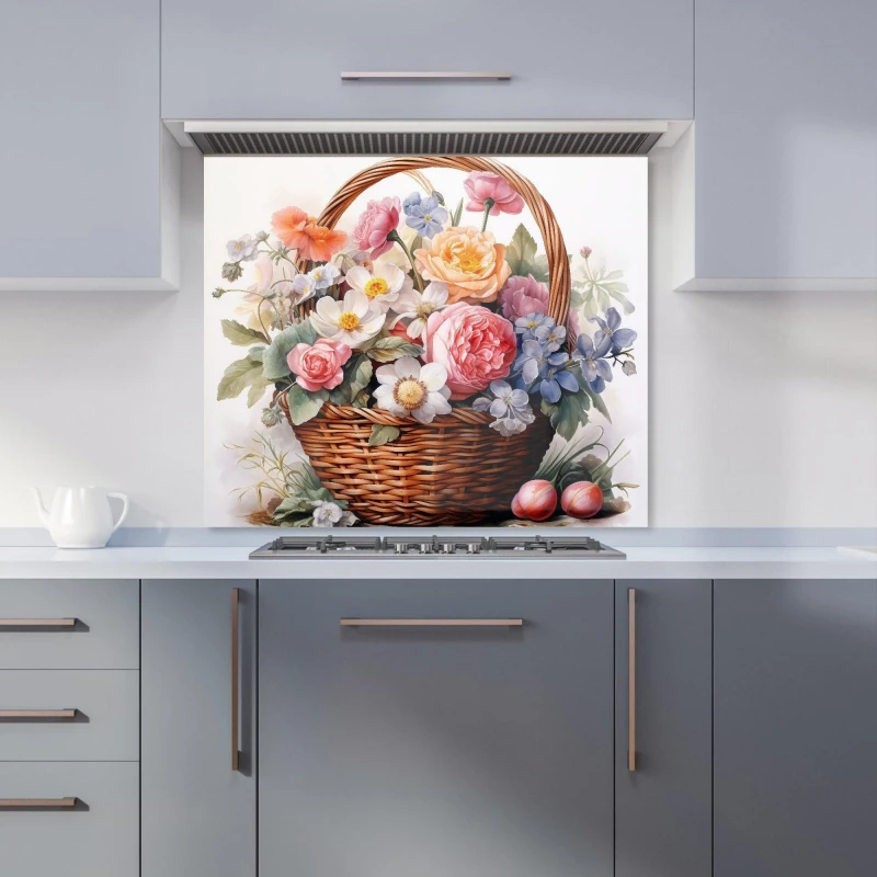 Image of Warren Reed - Designer Victorian Easter Basket Watercolour Kitchen Splashback Size: 600mm x 750mm Multicolor Unisex 600mm x 750mm
