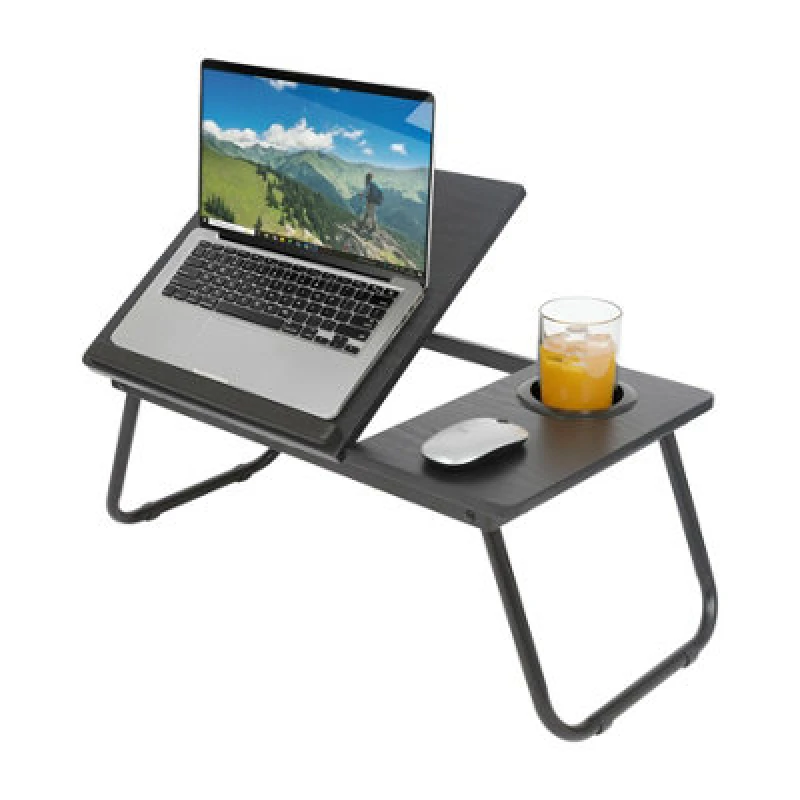 Image of Harbour Housewares Folding Lap Desk With Cupholder - Black