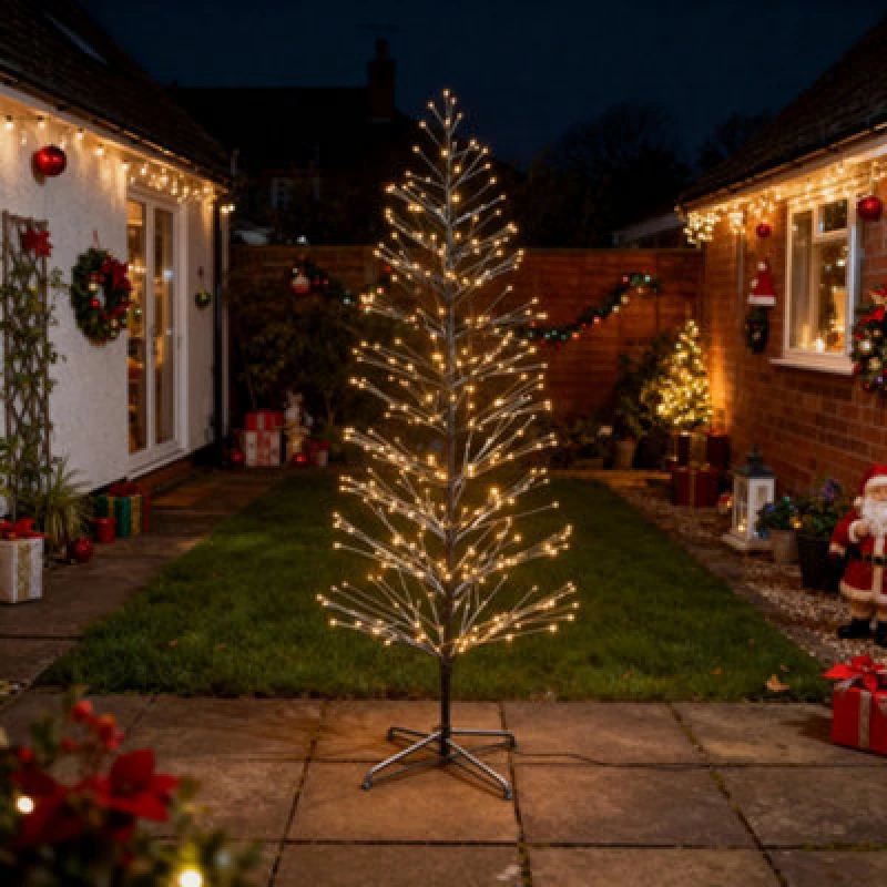 Image of Shatchi 7ft Prelit LED Snow Twig Christmas Tree Warm White Leds