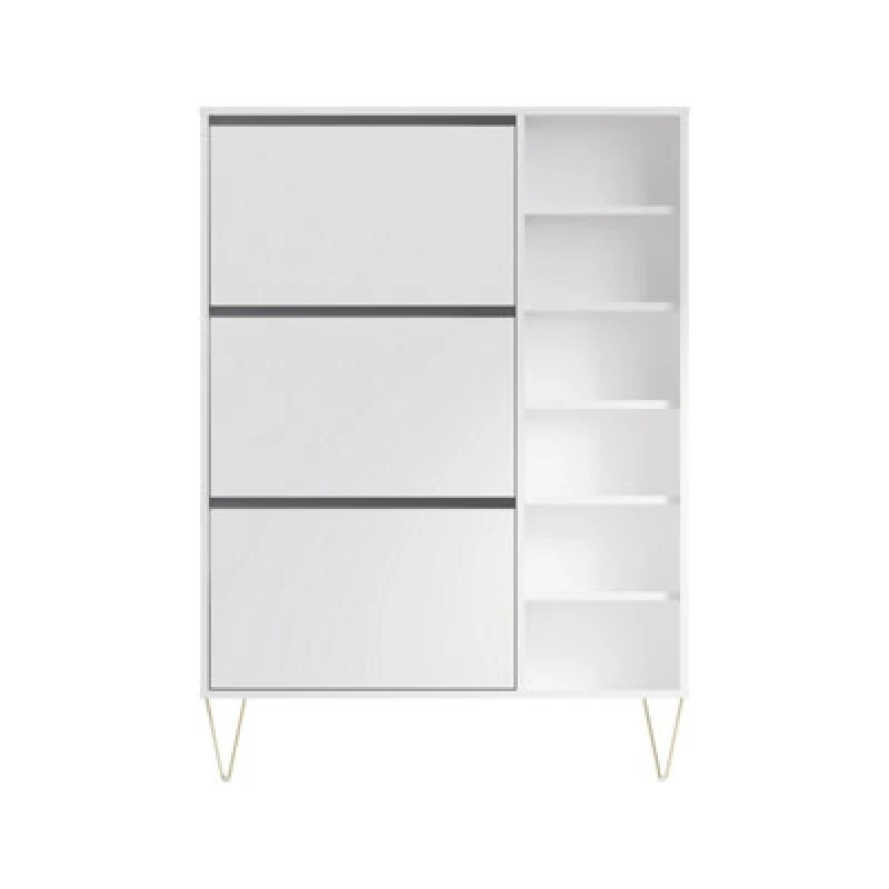 Image of Timber Art Design Monaco 3 Drawer Shoe Cabinet In White