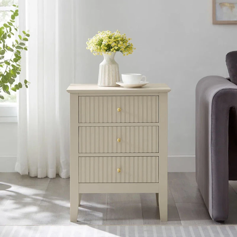 Image of Melody Maison 3 Drawer Bedside Table - Hales Taupe Range Taupe