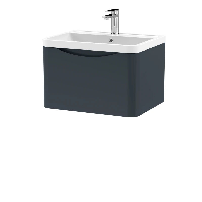 Image of Balterley Wall Hung 1 Drawer Vanity Basin Unit Polymarble Basin Soft Black 600mm Black