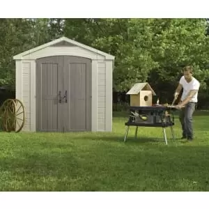 Image of Keter Factor 8 x 8ft Double Door Outdoor Apex Plastic Garden Shed