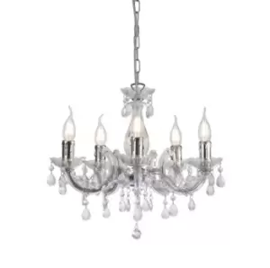 Image of Floria Chandelier with Acrylic Sconce & Acrylic Droplets 5 Light E14 Polished Chrome