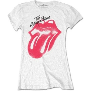 Image of The Rolling Stones - Spray Tongue Womens X-Large T-Shirt - White