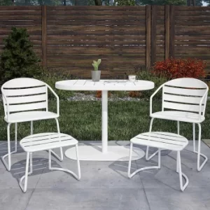 Image of Metro Retro 5 Piece Patio Nesting Bistro Set White, white
