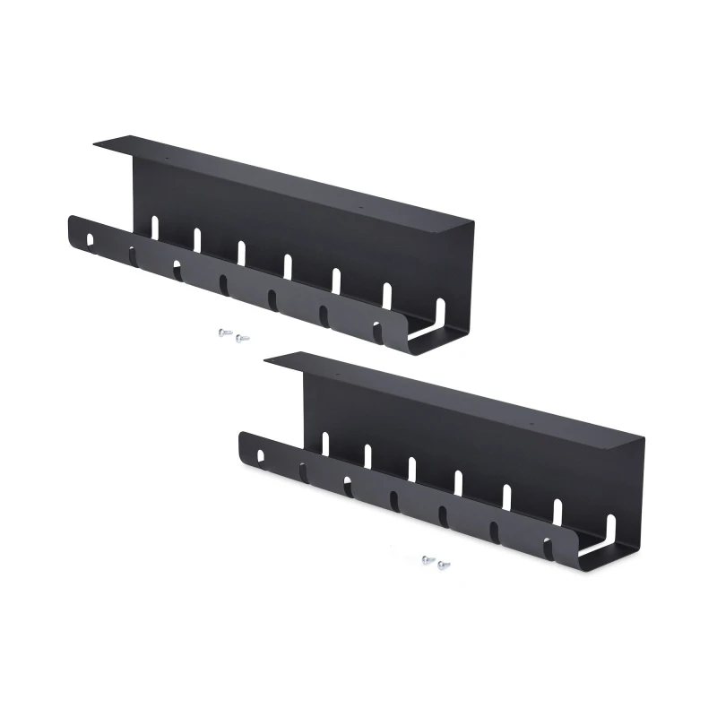 Image of StarTech.com StarTech.com 2-Pack Under Desk Cable Management Tray, 42" Long (21" Per Tray), Metal Slotted Style Cable Organizer, Screw-On Install, Pow
