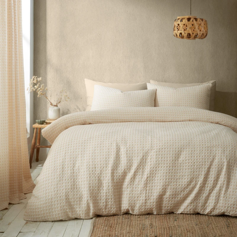 Image of Pineapple Elephant Muscat Waffle Duvet Cover Set Natural WEV82 Unisex Super King