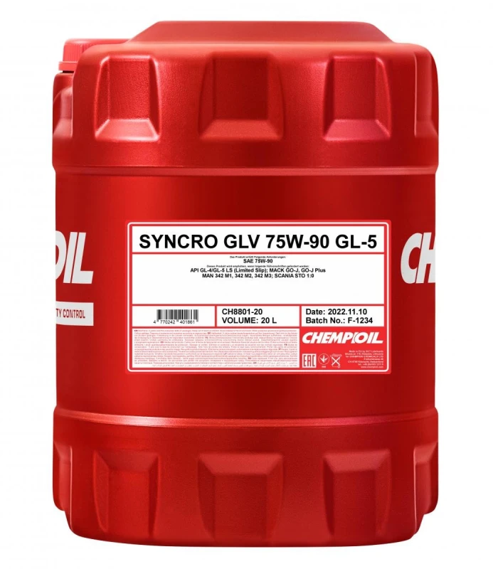 Image of CHEMPIOIL CH8801-20 Transmission Oil 75W-90, Capacity: 20l Transmission Oil (1667)