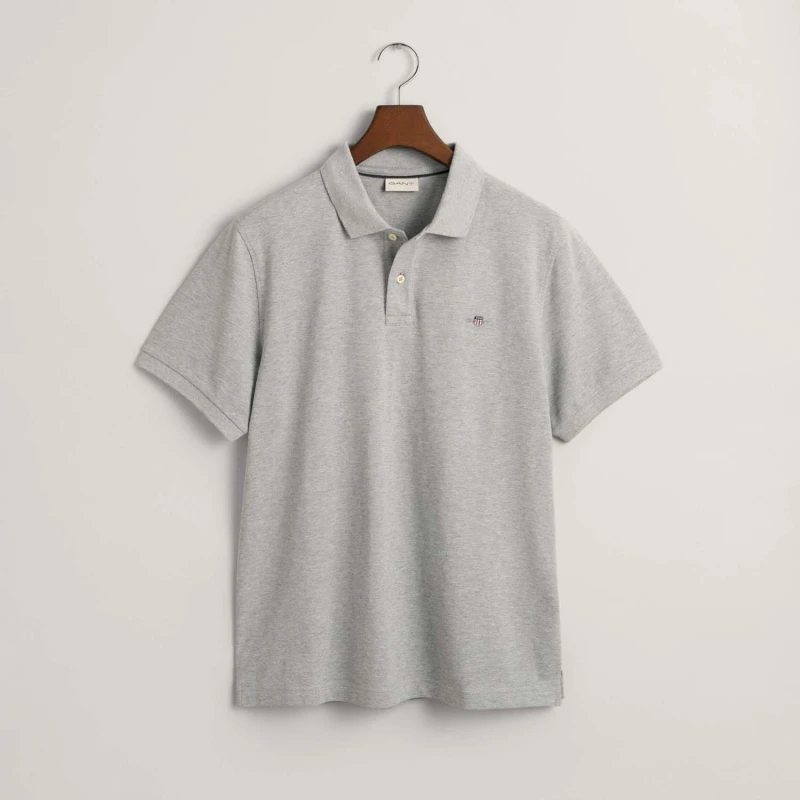 Image of Gant Embroidered Archive Shield Polo Shirt - Grey Grey S