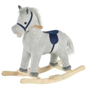 image of Homcom Wooden Unicorn Rocking Horse with Sounds Grey