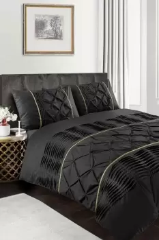Image of Eleanor Embellished Pintuck Glitter Detail Duvet Cover Set