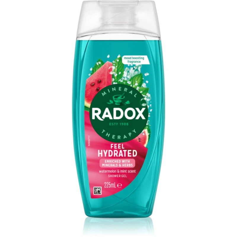 Image of Radox 'Shower Gel' Feel Hydrated with Watermelon & Mint Scent, 6 x 225ml Green unisex