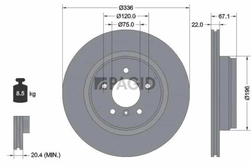 Image of Brake disc PAGID 54379NHC