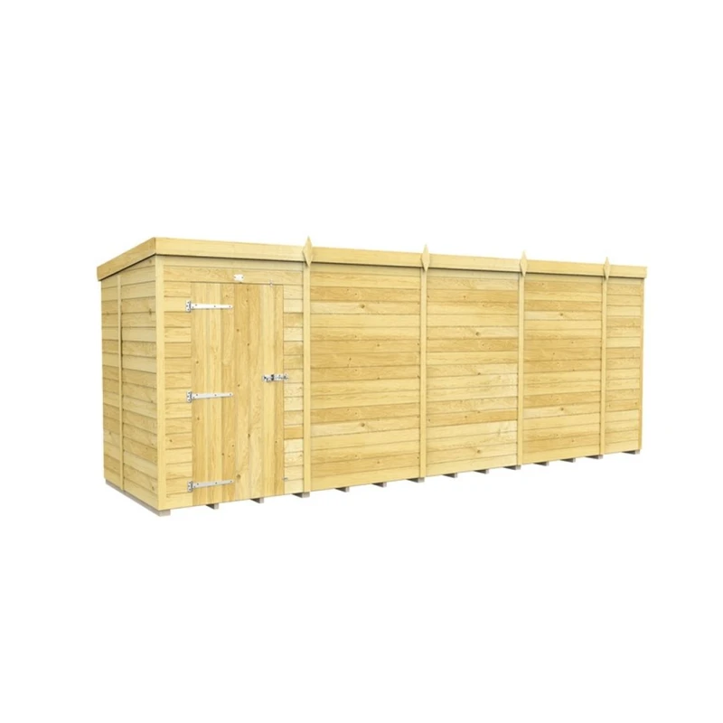 Image of Buttercup Farm 18 x 5 Feet Pent Shed - Single Door W/O Window - L147 x W533 x H201cm in Brown Brown Unisex
