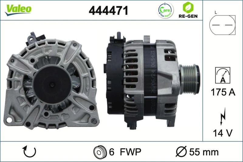 Image of VALEO 444471 Generator VALEO RE-GEN REMANUFACTURED Alternator Charging Current: 175A Alternator (4)