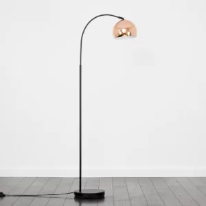 Image of Curva Floor Lamp in Black with Polished Copper Shade