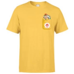 Image of Nintendo Super Mario Bowser Pocket Mens Yellow T-Shirt - L - Yellow