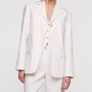 Aligne Harrison Linen-Blend Pinstripe Blazer - EU 36/UK 8