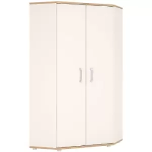 image of 4Kids Corner Wardrobe in Light Oak and white High Gloss lilac handles