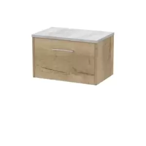 Image of Hudson Reed Juno 600mm Wall Hung Single Drawer Vanity & Bellato Grey Laminate Top - Autumn Oak