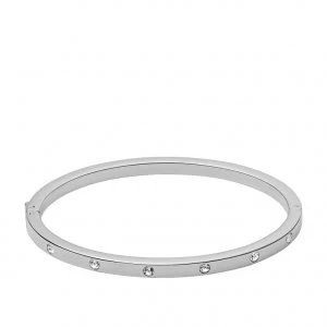Image of Fossil Ladies Silver Tone Crystal Bangle