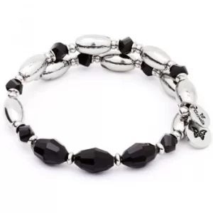 Image of Ladies Chrysalis Silver Plated Gaia Fire Black Wrap Bangle
