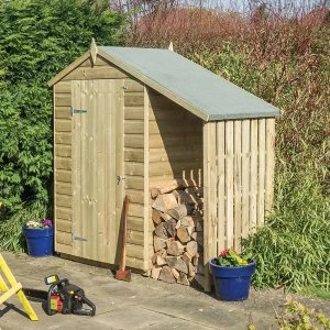 Image of Rowlinson Oxford 4ft x 3ft Wooden Apex Garden Shed with Lean To