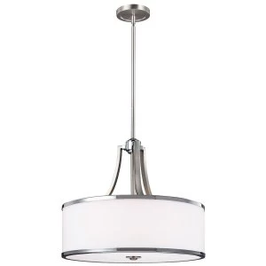 Image of 4 Light Round Ceiling Pendant Satin Nickel, Chrome, E27