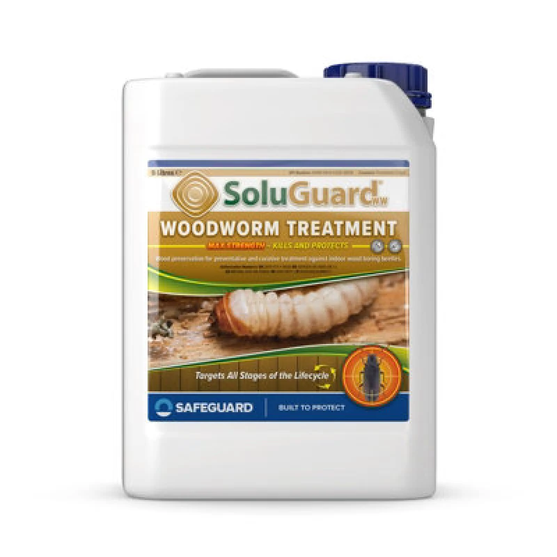 Image of Soluguard Woodworm Treatment - Ready For Use High Strength Woodworm Killer (5 Litre, Clear)