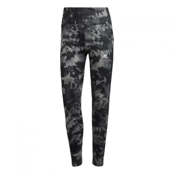 Image of adidas AEROREADY Designed to Move Print 7/8 High-Rise Tig - Black / Grey Three