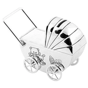 image of BAMBINO BY JULIANA? Silver Plated Pram Money Box