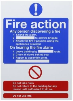 image of Safety Sign Fire Action Words A4 Self Adhesive (Pack of 1)