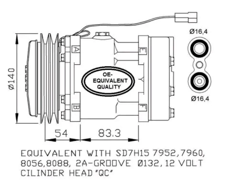 Image of NRF 32274 AC Compressor EASY FIT PAG 46, with PAG compressor oil, with gaskets/seals Compressor,air conditioning (447)