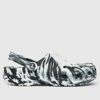 image of Crocs White & Black Classic Marble Sandals